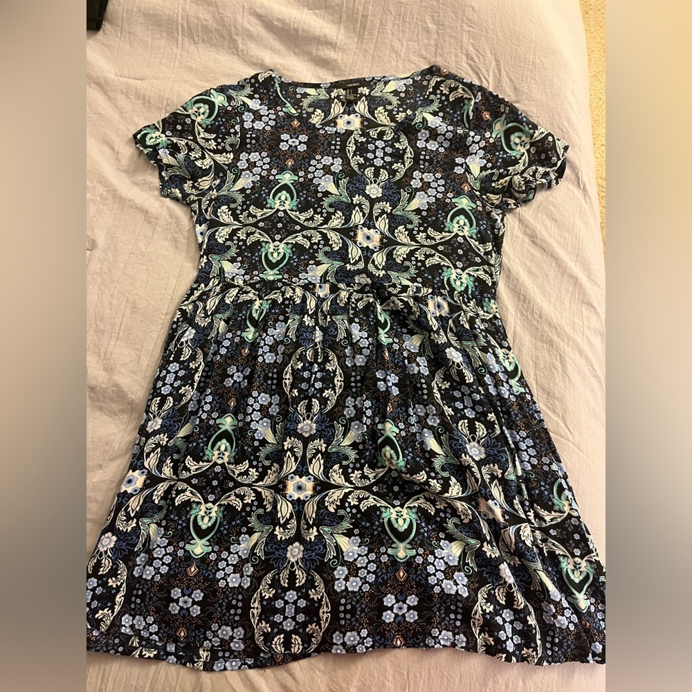 Blue Floral Dress, Forever 21, Small